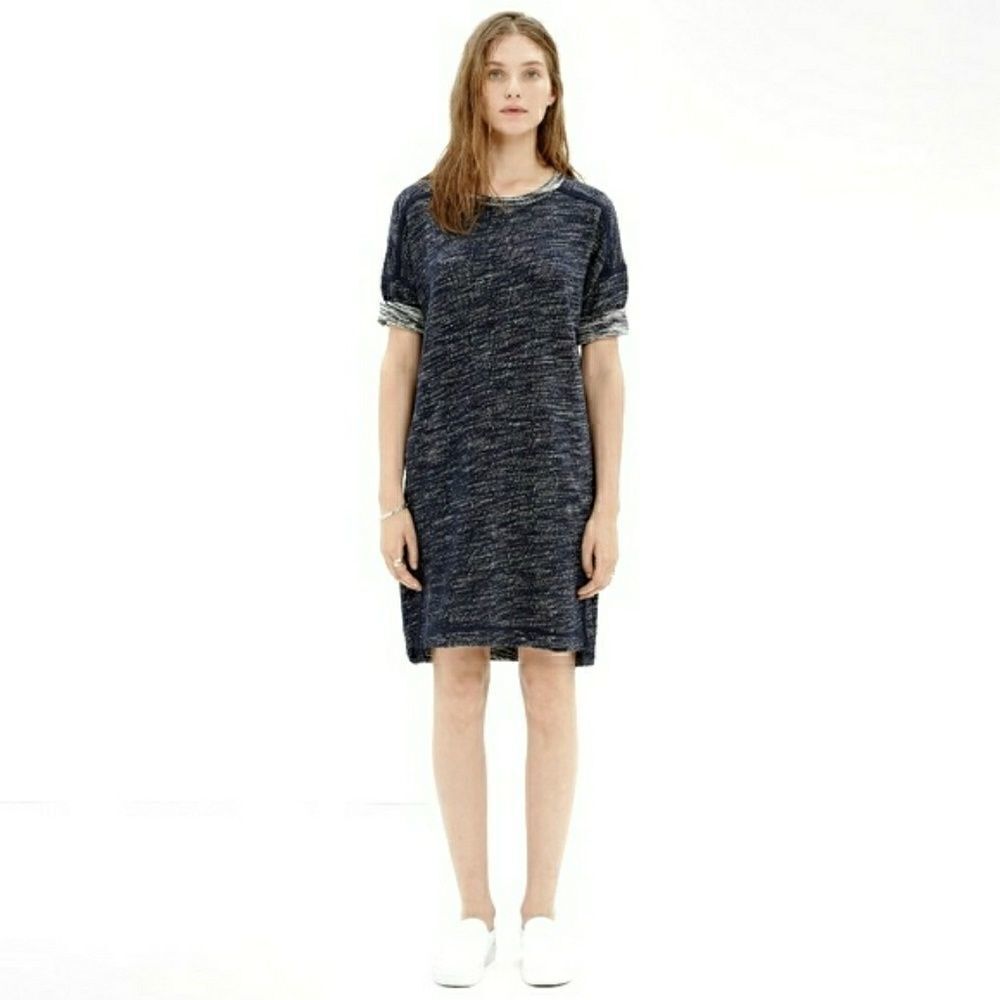 MADEWELL Textured Sweater Dress Marled Blue XS Women's